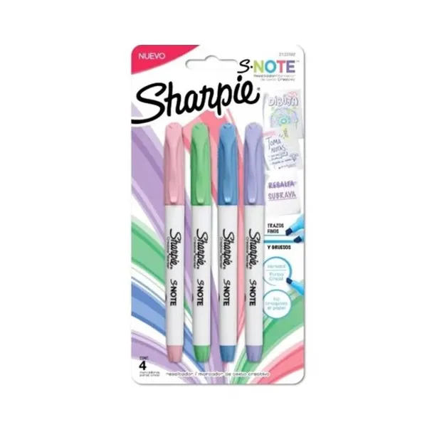 Marcador resaltador Sharpie note pastel bl.x 4 unid. 2133102