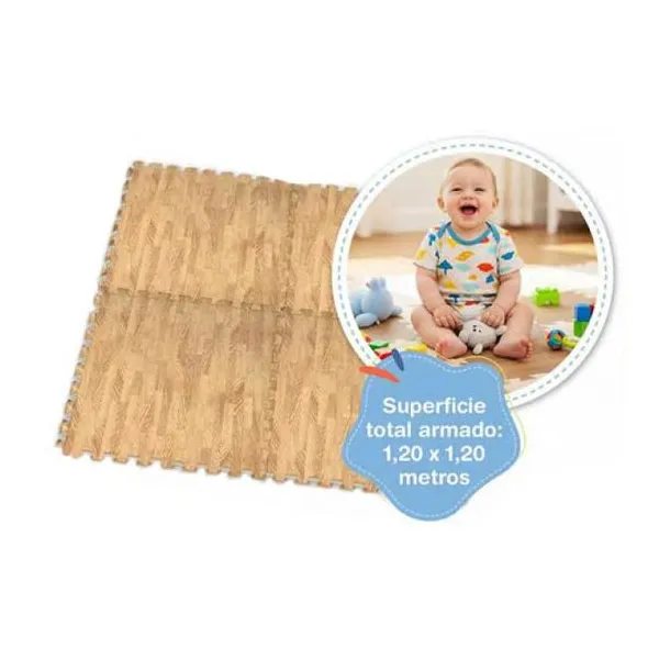 Pisos de goma eva. 4 baldosas encastrables 60x60 cm simil madera