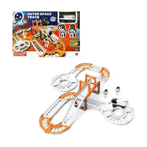 Pista espacial con nave y astronautas en caja 34x23x6 cm