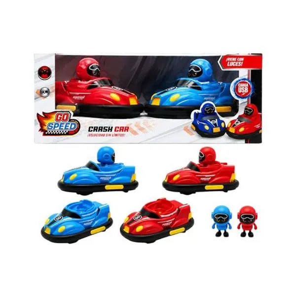 Autitos chocadores a radio control con carga usb a pila en caja 40x17x20 cm