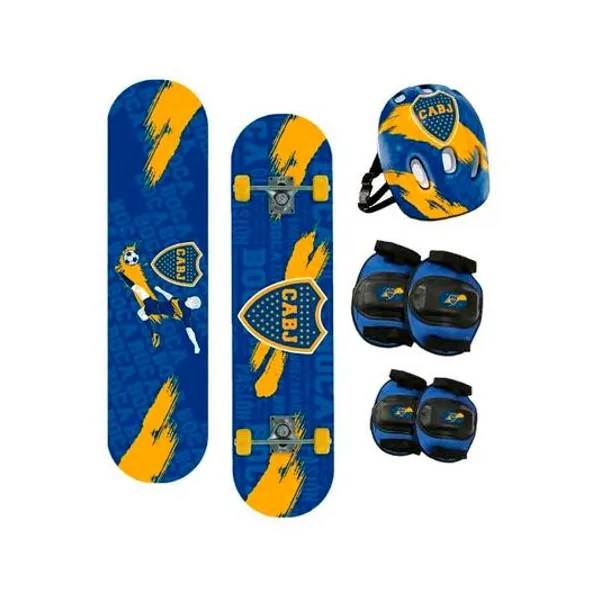 Skate con set de proteccion Boca Juniors 60x15 cm