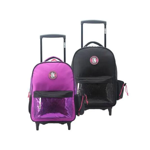 Mochila 18" con carro glitter x unidad colores surtidos influencer