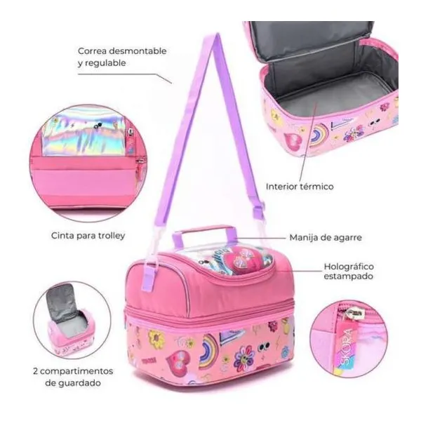 Lunchera 2 pisos con correa think happy alma sunglasses 23.5x14.5x12 cm