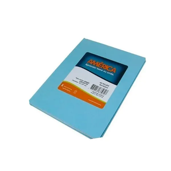 Cuaderno tapa dura América forr.x 42 hs.ray.celeste