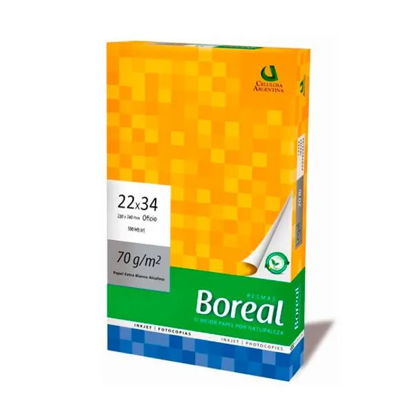 Resma papel boreal 22 x34 cm70 grsx 500 hs.