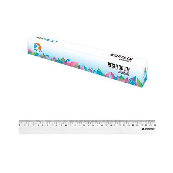 Regla 30 cm de acrílico x unidad Ezco