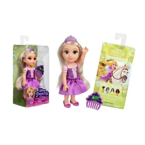Muñeca rapunzel 16 cm articulada + accesorios.