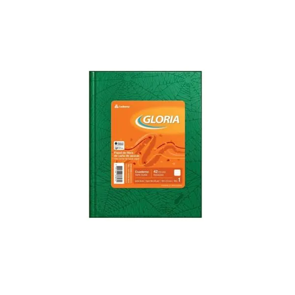 Cuad.tapa dura Gloria paq.x 8 unid.forr.x 48 hs.ray.verde