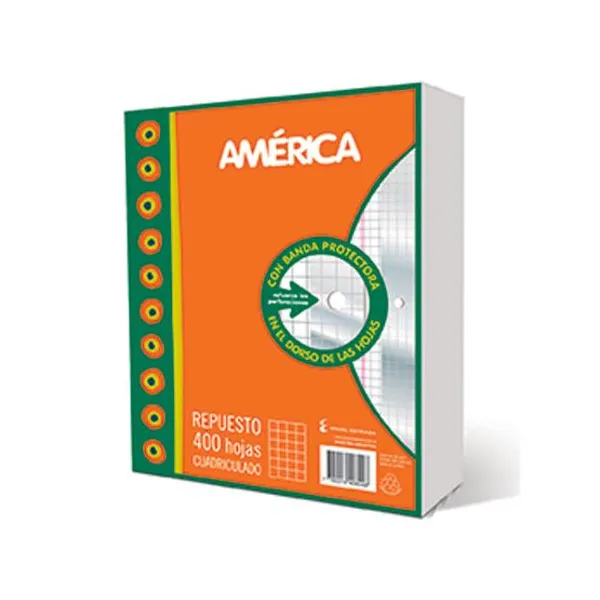 Repuesto esc.america tamaño carta con banda x400 hs.cuad