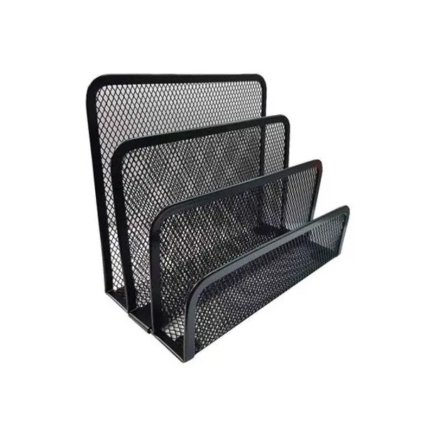 Organizador de escritorio malla metálica negra 17.5x7.5x14 cm x1