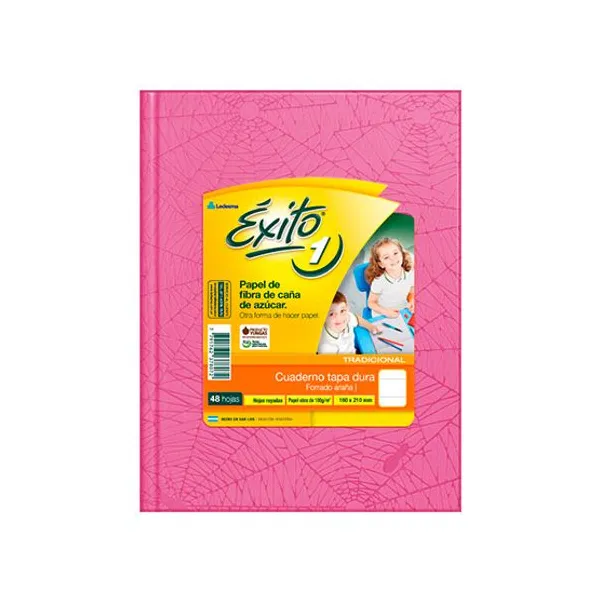Cuaderno tapa dura Éxito 1 forr. x48 hs.ray. rosa