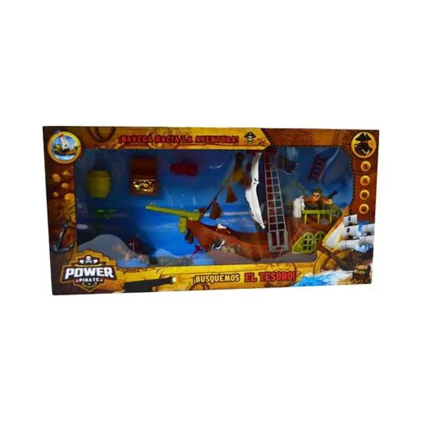 Barco pirata con accesorios en caja 41x20x10 cm