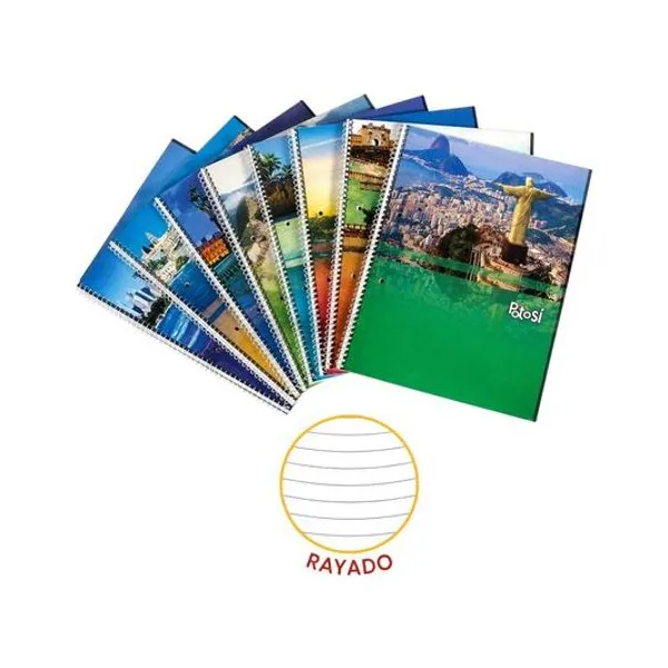 Cuaderno 22x29.7 cm rayado 42 hojas tapa flexible con espiral potosi