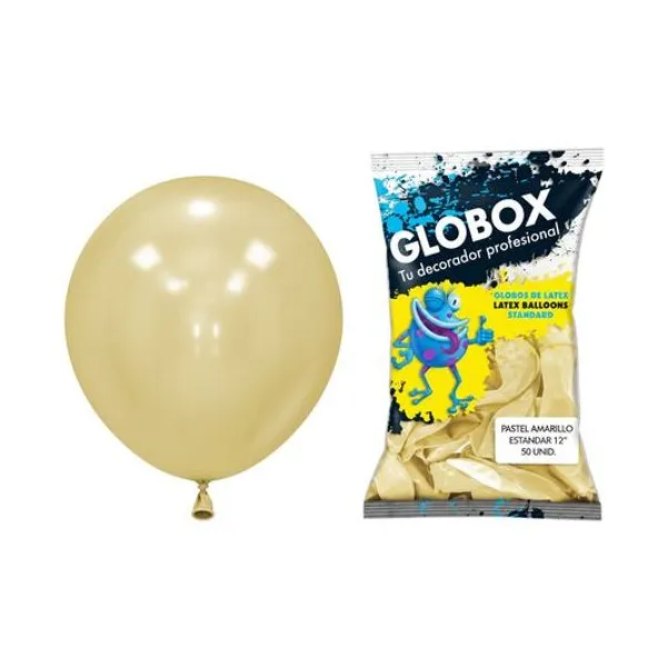 Globo 12" liso estandar pastel amarillo bolsa x50 globox