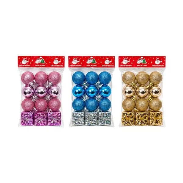 Set de adornos 3 cm x12 en bolsa colores surtidos