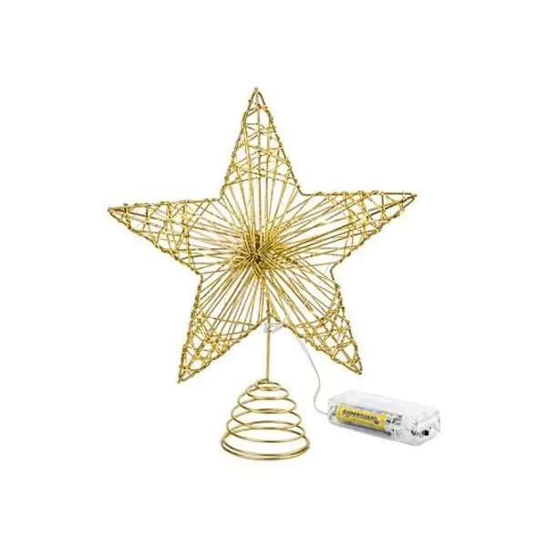 Puntal estrella alambre dorada con luz a pila 25 cm x1