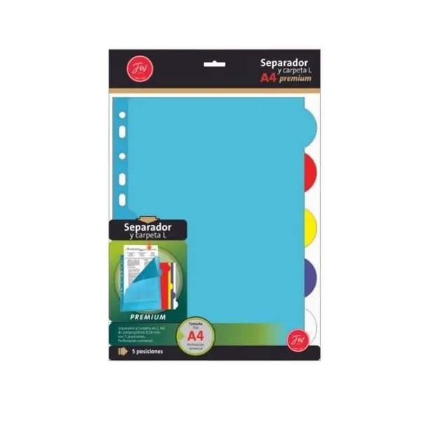 Separador a4 fw pvc en "l" con solapas