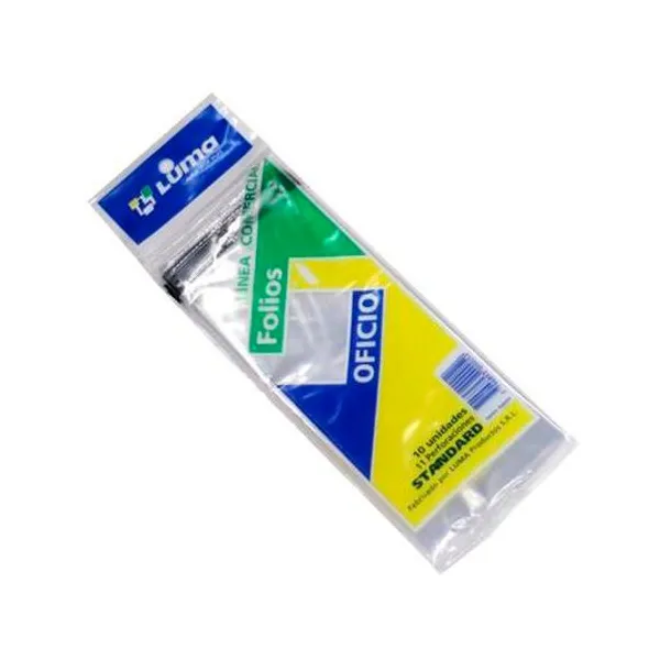 Folio oficio polietileno estandar 35 micrones x10 luma -