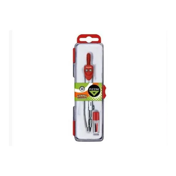 Compás escolar 125 mm metálico estuche x1 Pizzini -