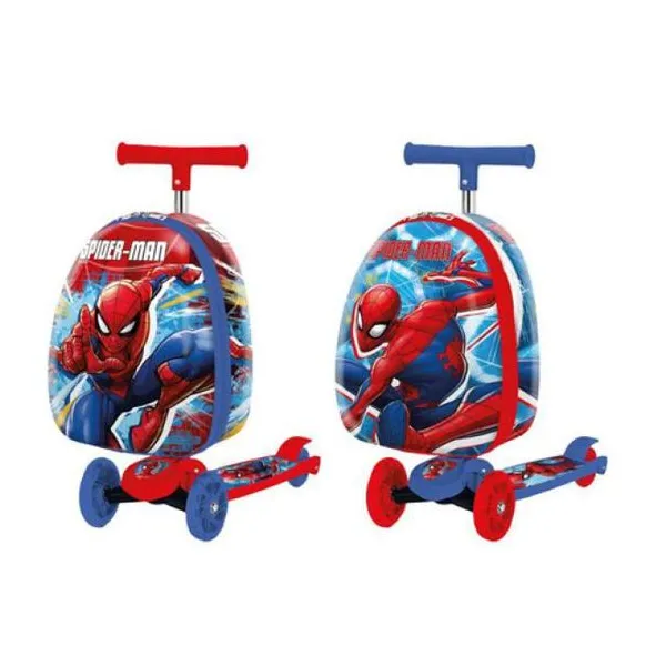 Monopatin con mochila y luz Spiderman