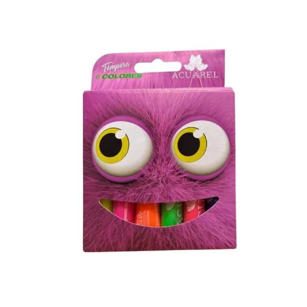 Témpera acuarel pomo 9 grsfluo est.x 6 col.surtidos