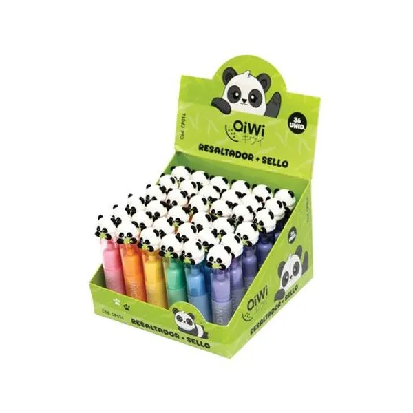 Resaltador pastel mini con sellito 10 cm x unidad colores surtidos qiwi