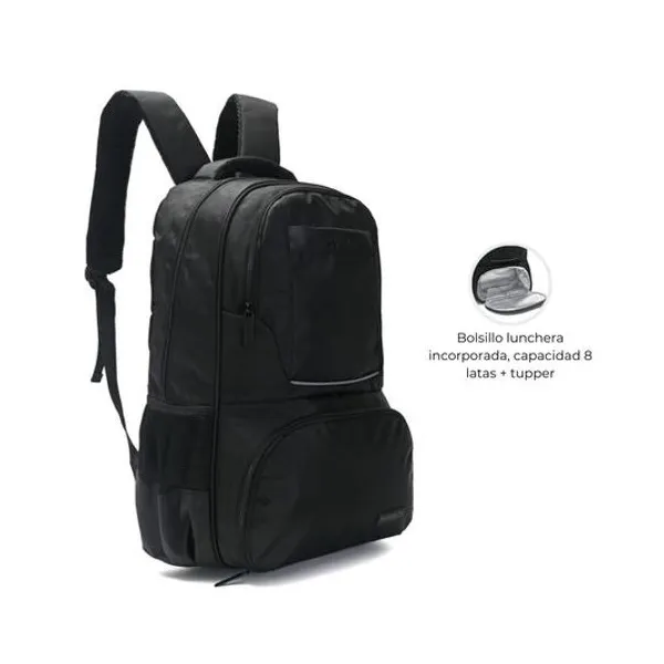Mochila 18" espalda portanotebook go negra con bolsillo térmico wanderlust