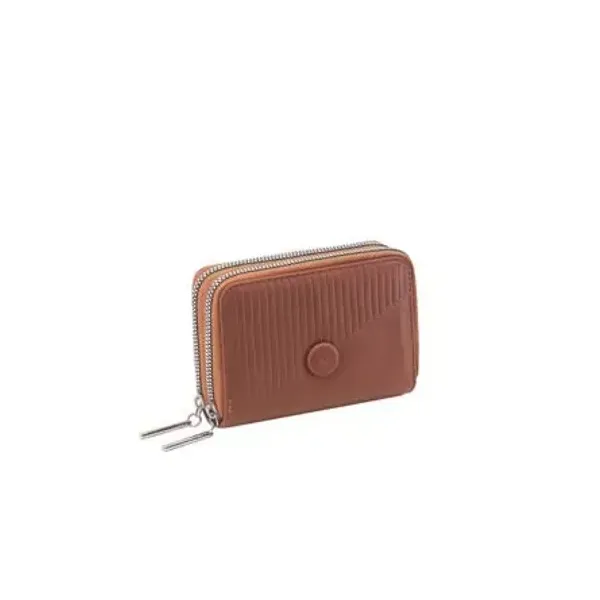 Billetera monedero amayra simil cuero textura rayas 2 cierres