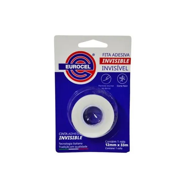 Cinta adhesiva invisible 12mmx33 mts blister x unidad eurocel