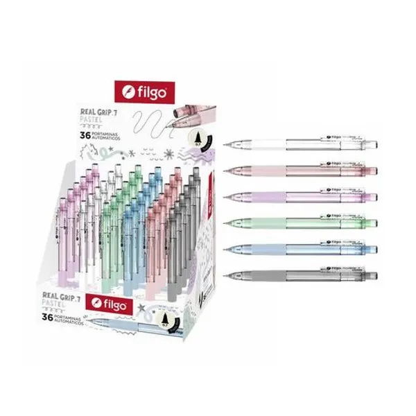 Portamina 0.7 mm realgrip con goma caja x36 Filgo