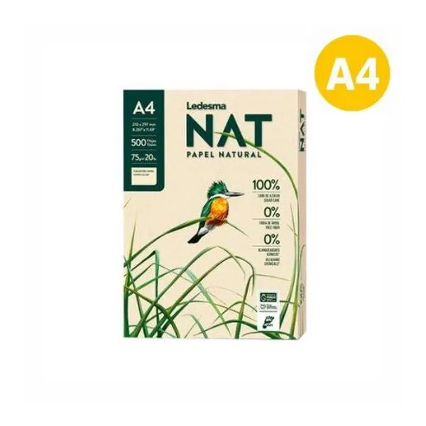 Resma a4 75 g/m2 500 hojas papel natural Ledesma nat