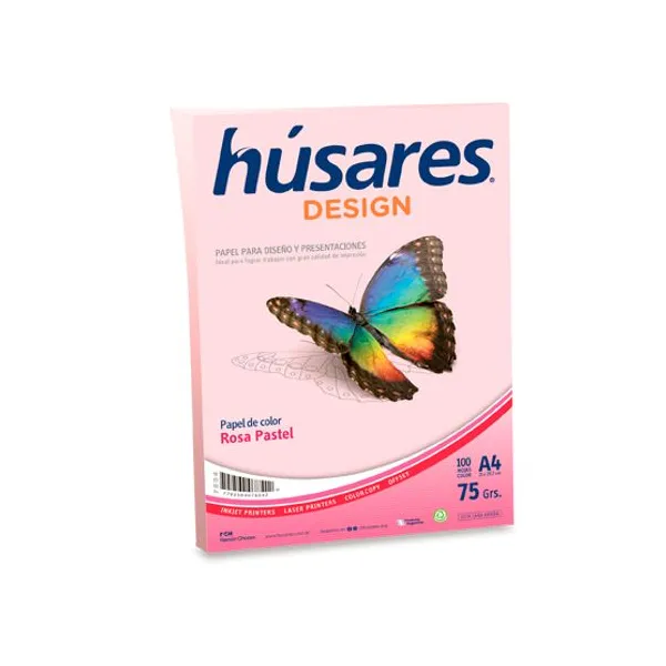 Papel husares design pastel rosa tamaño a4 75 grsest.x 100 hjs.
