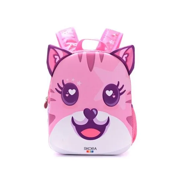Mochila 12" espalda kawaii gatito rosa Skora