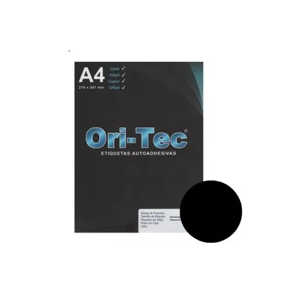 Etiquetas ori-tec laser a4 para diskette negra est.x 100 hjs.