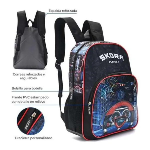 Mochila speed wheel 16 pulg con llavero 40x29x17 cm