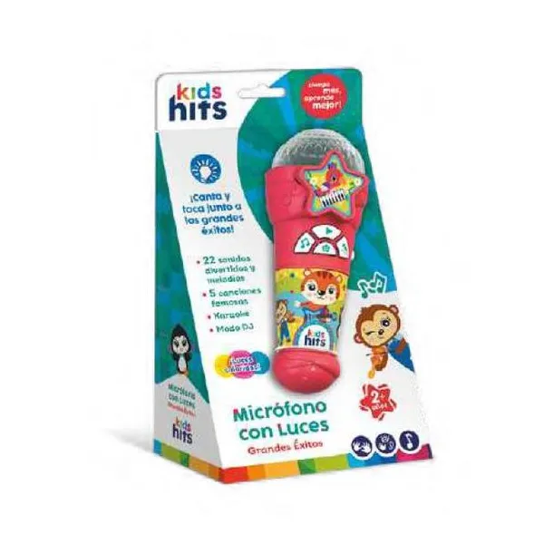 Kids hits - microfono con luces - 22 sonidos y melodías