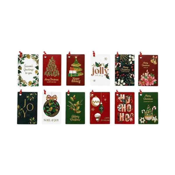 Set x12 blister de 8 tarjetas navideñas 5x8 cm modelos surtidos