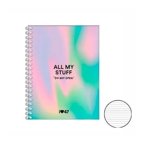 Cuaderno 22x29.7 cm rayado 120 hojas tapa dura con espiral 47 street x unidad Mooving
