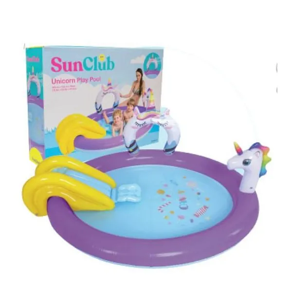 Pileta unicornio con tobogan