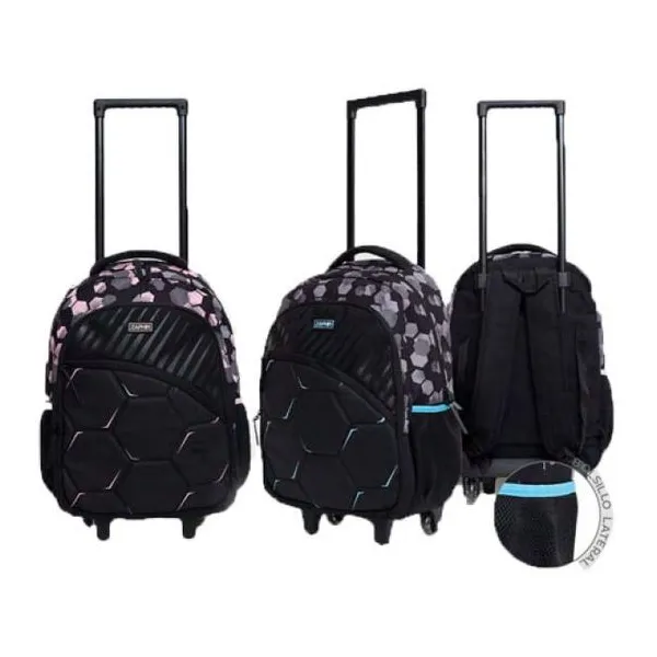 Mochila de 17.5" de carro de dos divisiones con estampa de football y detalles a