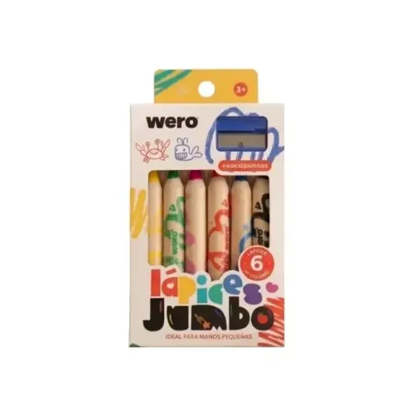 Lápices de colores Wero jumbo x6 unid.+ sacapuntas