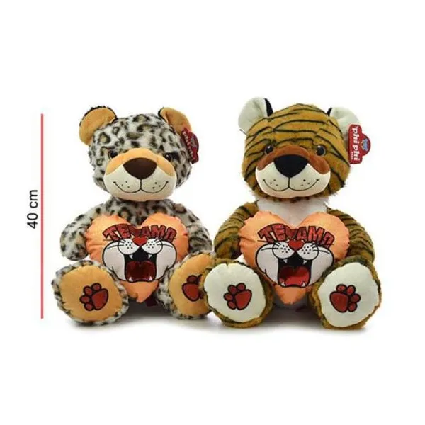 Tigre y leopardo con corazón 40 cm