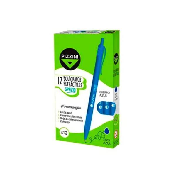Bolígrafo retractil spazio 1.0 mm azul x12 Pizzini - br