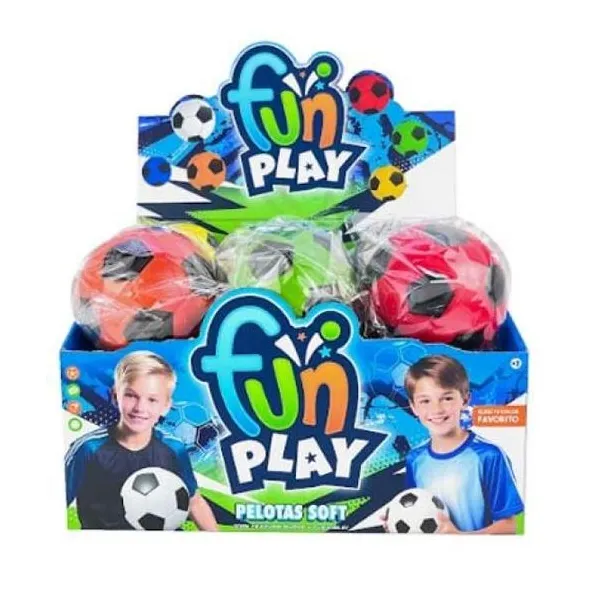 Pelotas soft fútbol 4 pulgadas fun play 12 pzas/display 30x20x20 cm