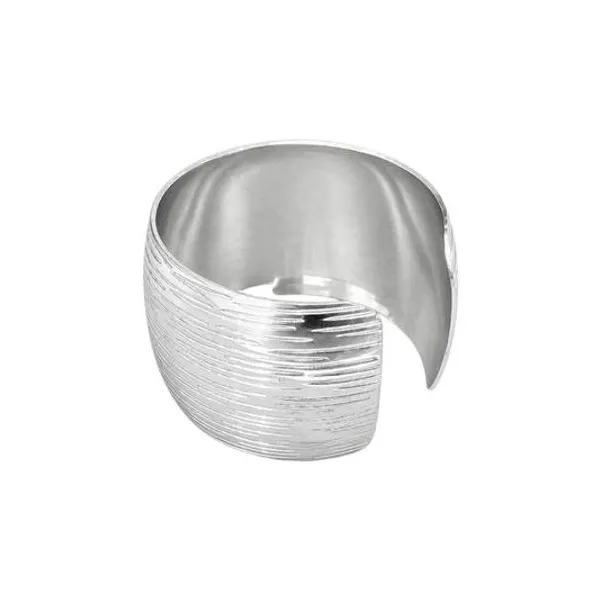 Set x6 servilleteros macizos plateados con rayas