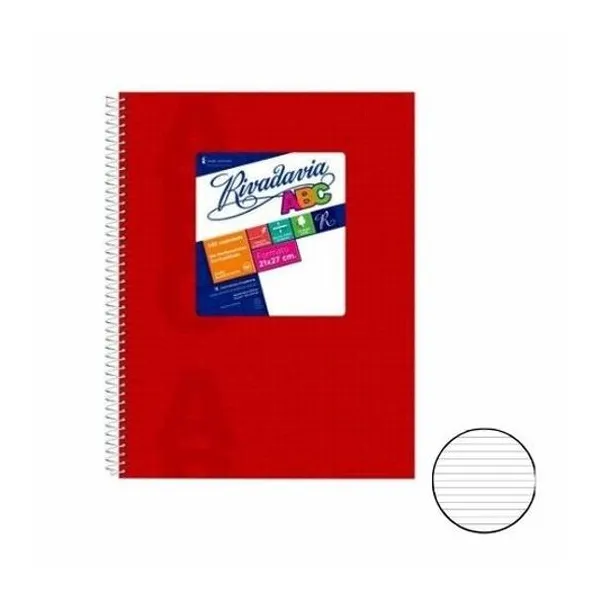 Cuaderno 21x27 rayado 60h t/d con e abc rojo Rivadavia 35