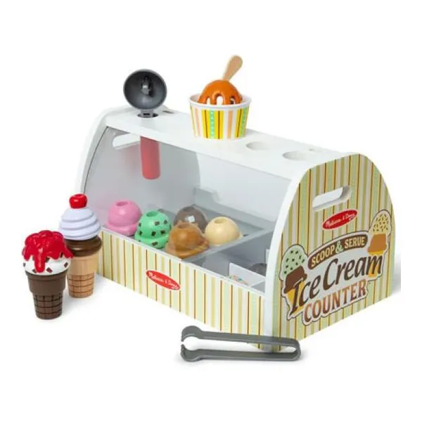 Melissa & doug ice cream counter - juego de helado de madera de 28 piezas