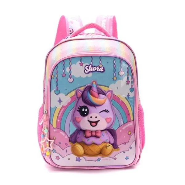 Mochila 18" espalda kawaii unicornio helado 3d Skora