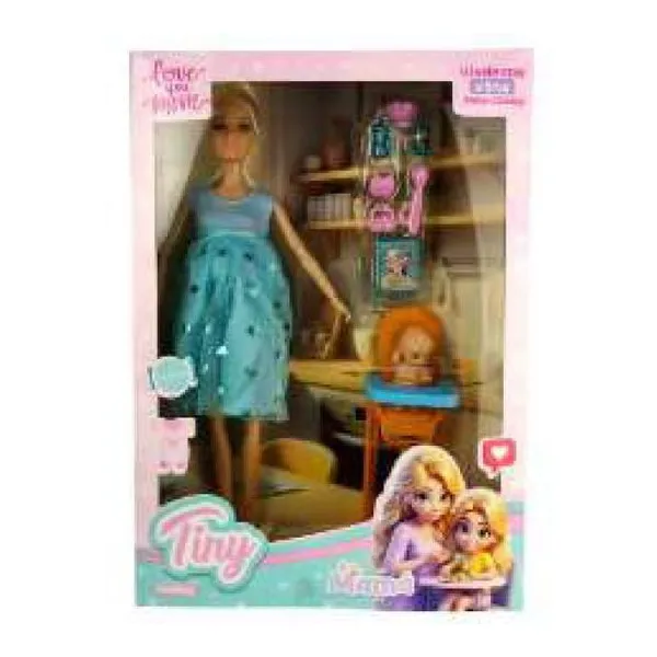 Muñeca Tiny mamá con accesorios 32 23 cm