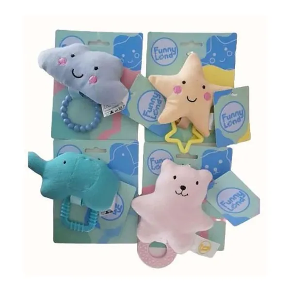 Peluche relleno con mordillo plástico surtido 4 diseños